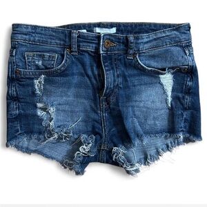 H&M Blue Distressed Jean Shorts